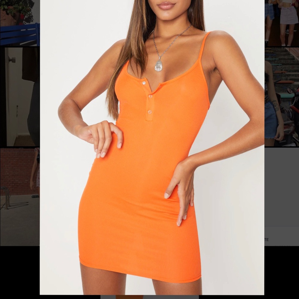 Pretty Little Thing Orange Ribbed Dress